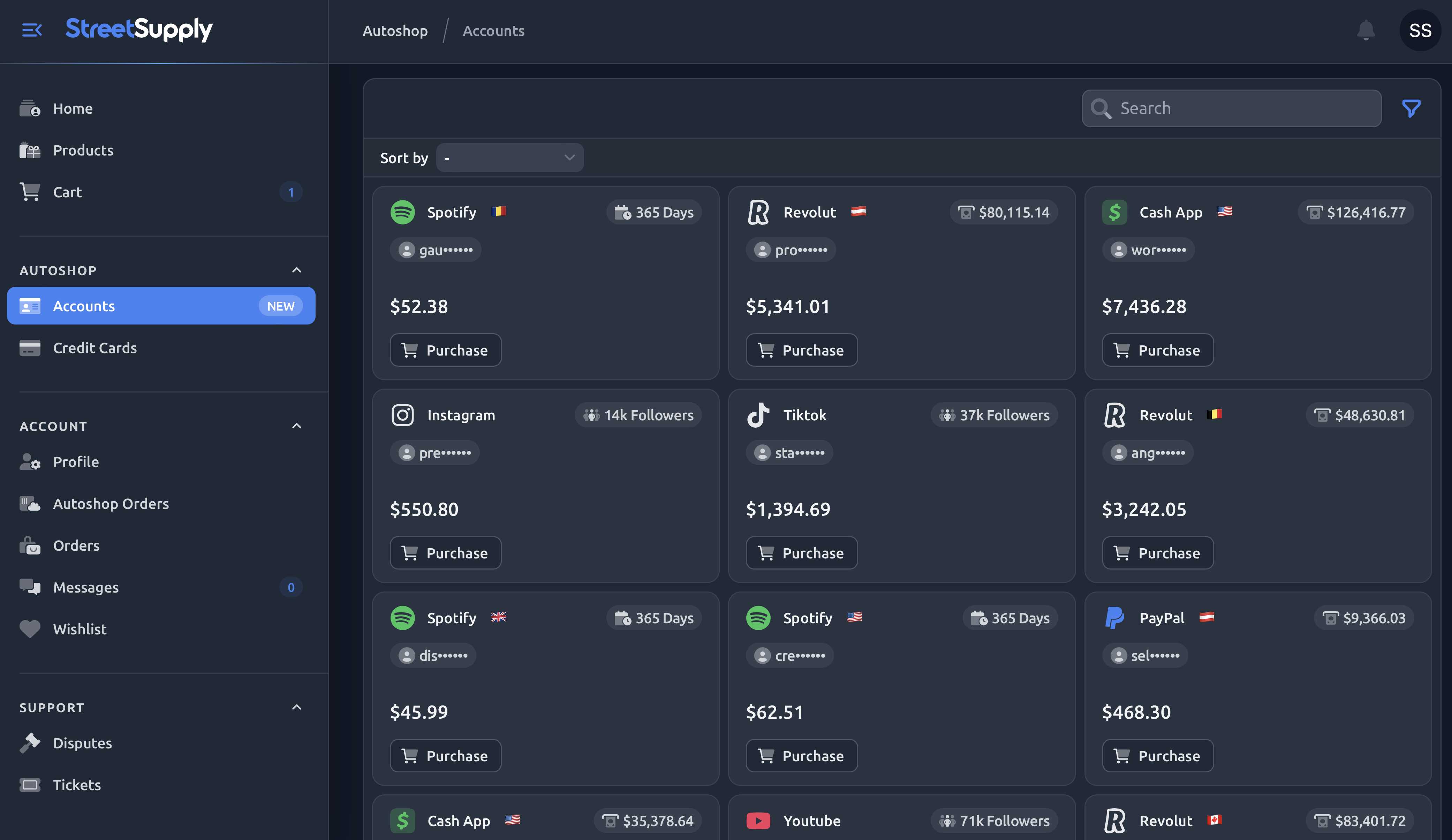 Accounts autoshop user interface